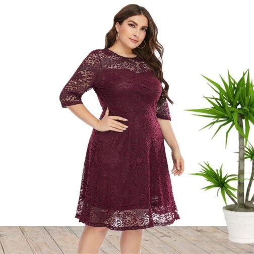 Women's Fashion Lace Mid-length Dress – Image 2