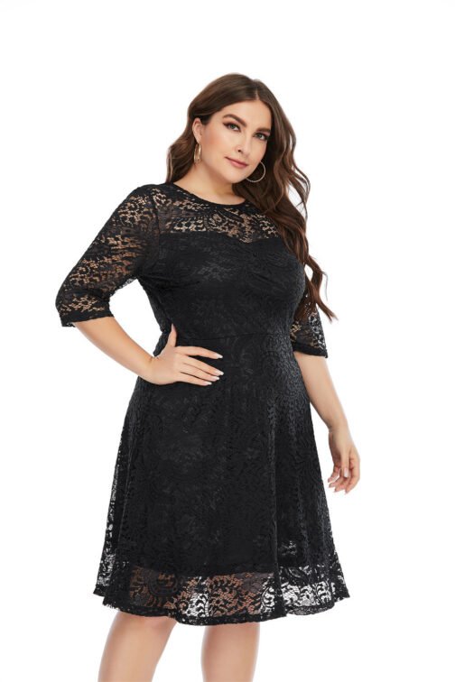 Women's Fashion Lace Mid-length Dress – Image 4