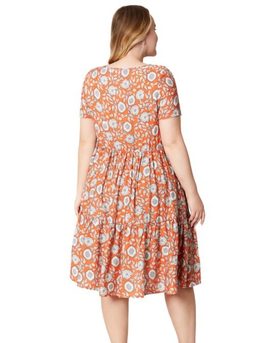 Short Sleeve Printed Rayon Dress - Image 5