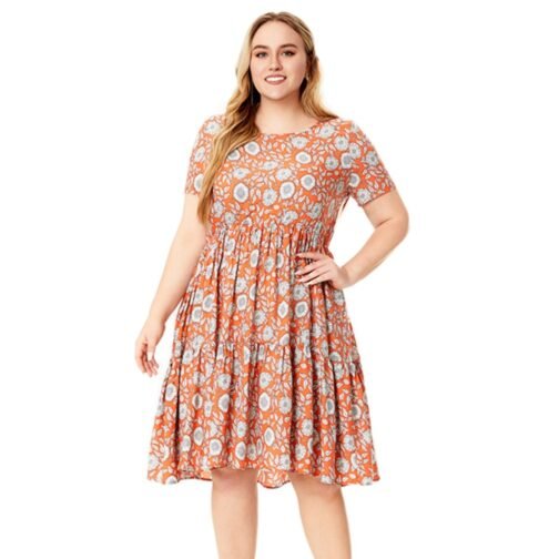 Short Sleeve Printed Rayon Dress - Image 3