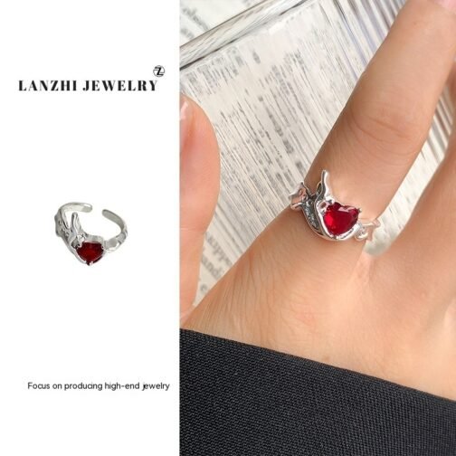 Ruby High-grade Temperament Ring Female Niche Heart-shaped Accessories - Image 7