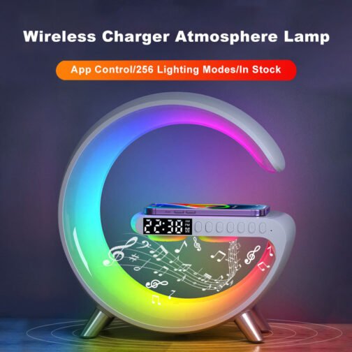 New Intelligent G Shaped LED Lamp Bluetooth Speake Wireless Charger Atmosphere Lamp App Control For Bedroom Home Decor - Image 2