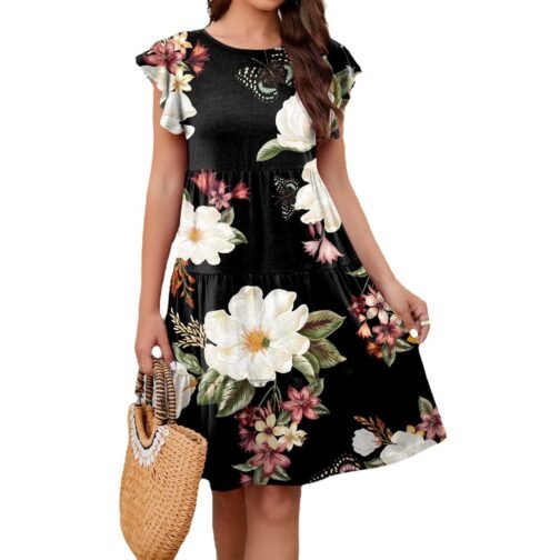 Women's Printed Bohemian Flying Sleeves Dress – Image 6