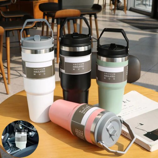 Portable Car Cup Stainless Steel Cup Travel Sports Water Bottle With Handle Cover Coffee Tumbler Cup - Image 4