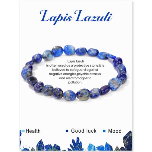 Natural Blue Gold Rough Stone Irregular Elastic Bracelet For Women - Image 6