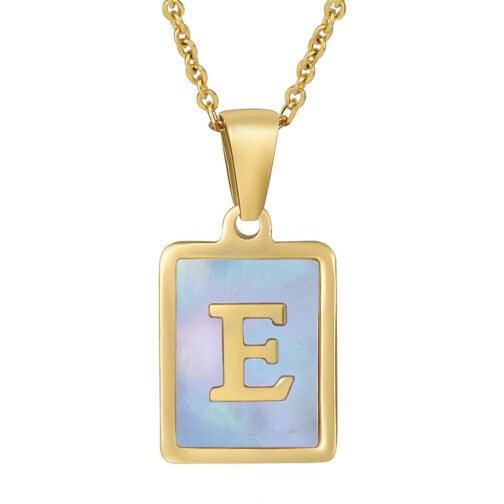 Titanium Steel 26 English Letter Necklace Blue Shell – Image 9