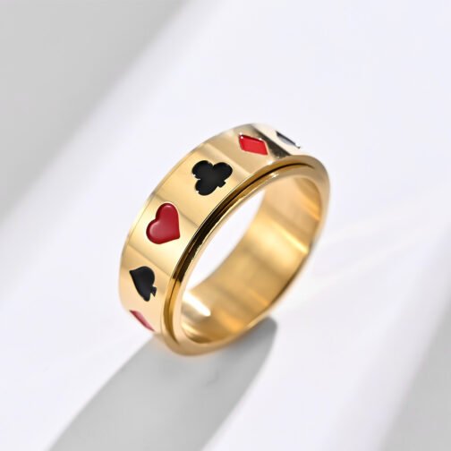 Spade Red Peach Plum Square Ring - Image 3