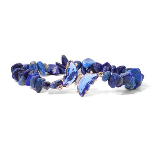 Women's Natural Lapis Lazuli Gravel Stretch Bracelet - Image 2