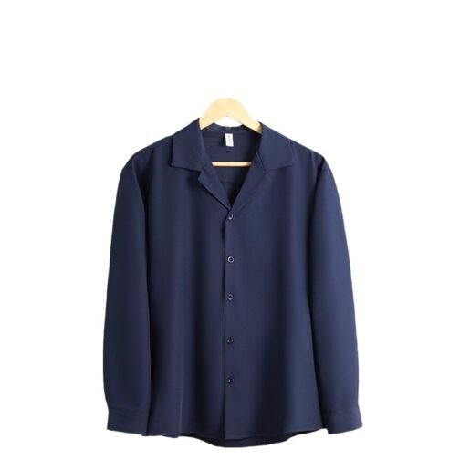 Youth Lapels Solid Color Long Sleeve Shirt - Image 5