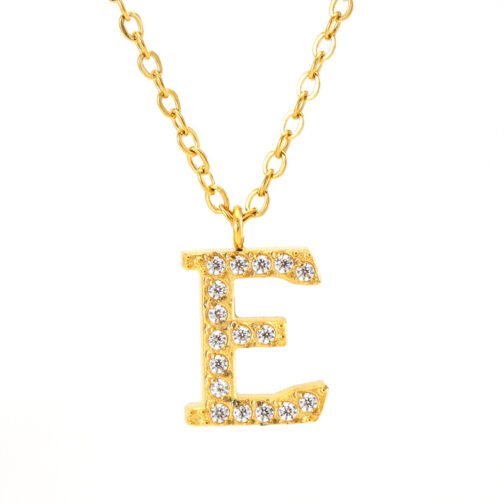 Stainless Steel Diamond-filled 26 English Letter Pendant Necklace – Image 9