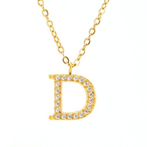 Stainless Steel Diamond-filled 26 English Letter Pendant Necklace – Image 8