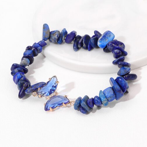 Women's Natural Lapis Lazuli Gravel Stretch Bracelet - Image 3