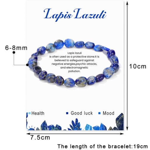 Natural Blue Gold Rough Stone Irregular Elastic Bracelet For Women - Image 5