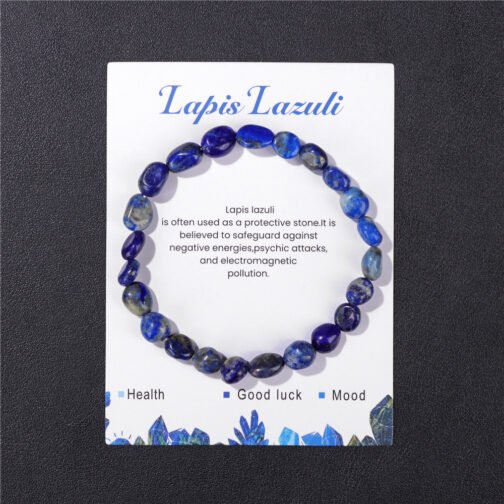 Natural Blue Gold Rough Stone Irregular Elastic Bracelet For Women - Image 3