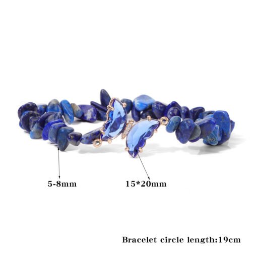 Women's Natural Lapis Lazuli Gravel Stretch Bracelet - Image 5