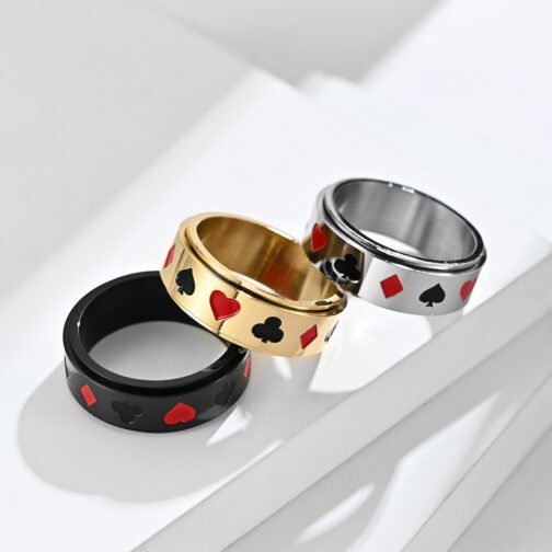 Spade Red Peach Plum Square Ring