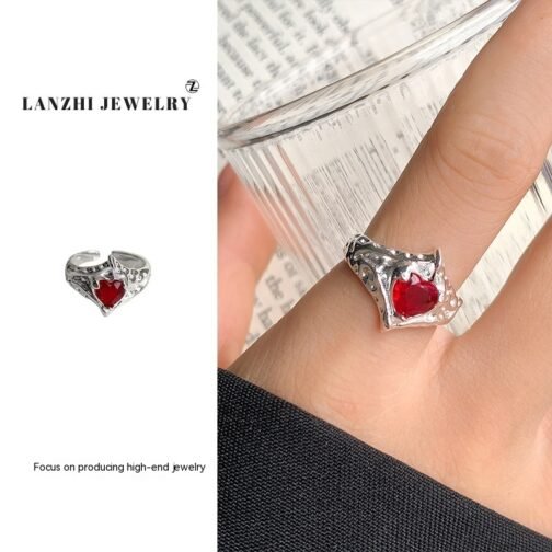 Ruby High-grade Temperament Ring Female Niche Heart-shaped Accessories - Image 6