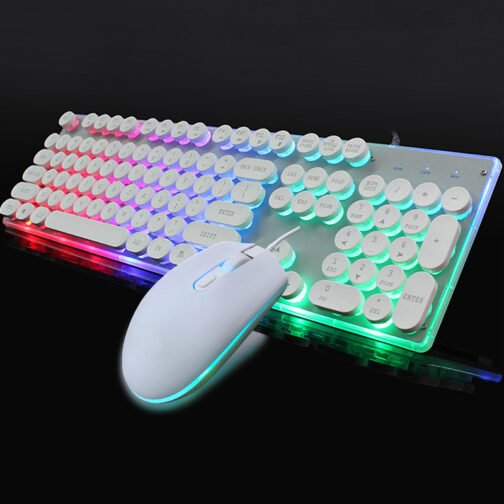 Colorful Crystal Luminous Wired Keyboard Mouse Set - Image 4