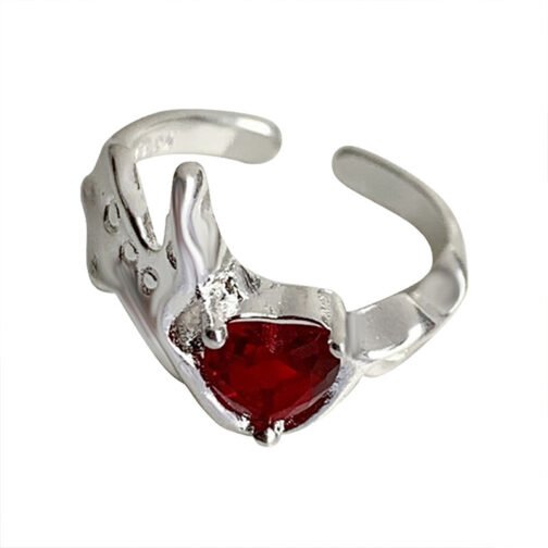 Ruby High-grade Temperament Ring Female Niche Heart-shaped Accessories - Image 5