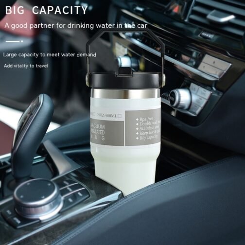 Portable Car Cup Stainless Steel Cup Travel Sports Water Bottle With Handle Cover Coffee Tumbler Cup - Image 5