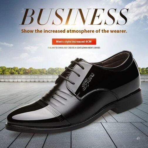 Men's Autumn Height Increasing Casual Black Groom Wedding Shoes - Image 2