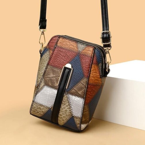 Fashion Soft Leather Stitching Shoulder Bag