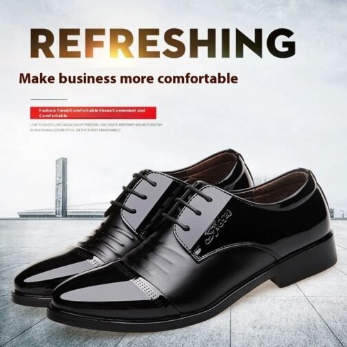 Men's Autumn Height Increasing Casual Black Groom Wedding Shoes - Image 4