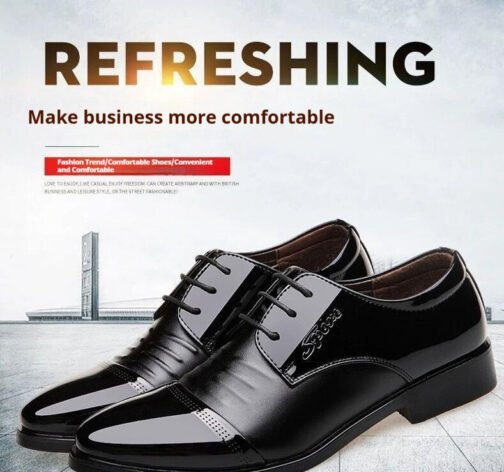 Men's Autumn Height Increasing Casual Black Groom Wedding Shoes - Image 3