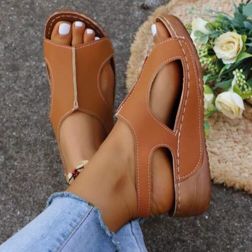 New Summer Wedges Sandals With Elastic Band Design Casual Fish Mouth Shoes For Women - Image 5