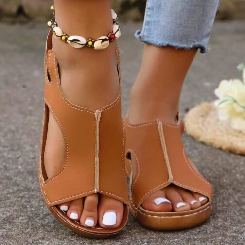 New Summer Wedges Sandals With Elastic Band Design Casual Fish Mouth Shoes For Women - Image 10