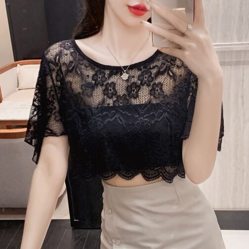 Fashionable All-match Ultra-thin Mesh Base Blouse For Women - Image 2