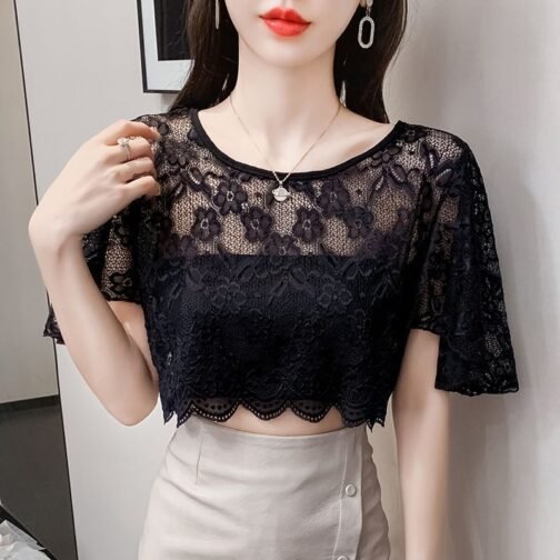 Fashionable All-match Ultra-thin Mesh Base Blouse For Women - Image 6