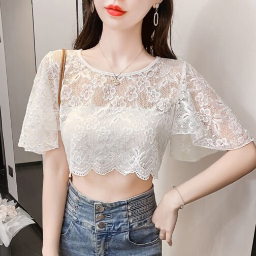 Fashionable All-match Ultra-thin Mesh Base Blouse For Women