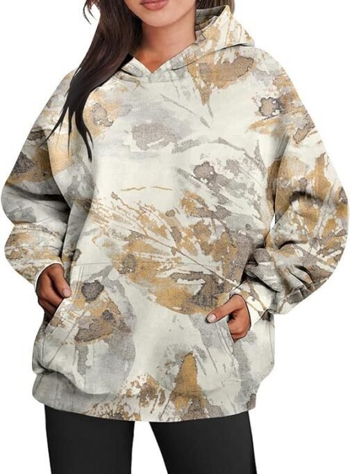 Women's Camouflage Hoodie Maple Leaf Print Oversized Sports Hoodie – Image 9