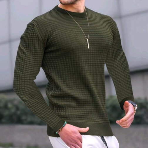 Trend Crew-neck Pullover Loose Knitted Long-sleeved Cotton Top – Image 5