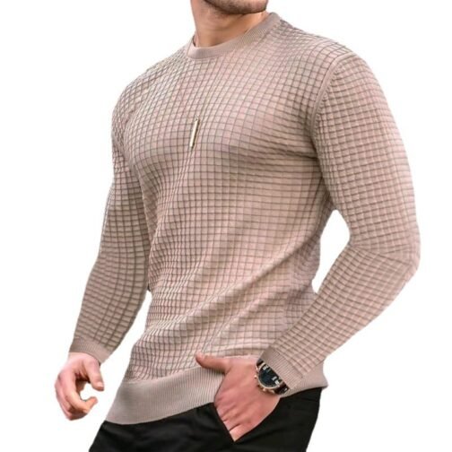 Trend Crew-neck Pullover Loose Knitted Long-sleeved Cotton Top – Image 3